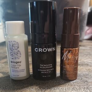 3 Hair Styling Mini/Travel Products: Crown Affair ~ Messy ~ Briogeo leave-in NEW